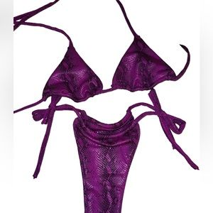 Custom / Handmade Purple Snake Print 2 Piece Swimsuit Bikini Brand New